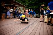 Human bowling was among activities at the Glen House's 5th birthday celebration.